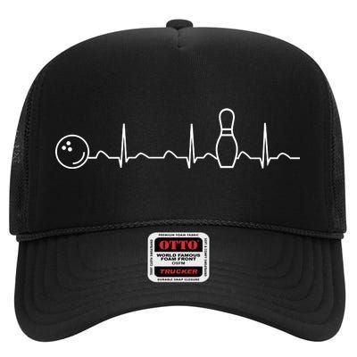 Bowling Lifeline Heartbeat Pulse High Crown Mesh Back Trucker Hat