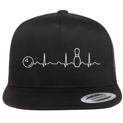 Bowling Lifeline Heartbeat Pulse Flat Bill Trucker Hat