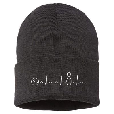 Bowling Lifeline Heartbeat Pulse Sustainable Knit Beanie