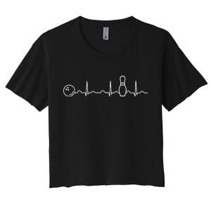 Bowling Lifeline Heartbeat Pulse Women's Crop Top Tee