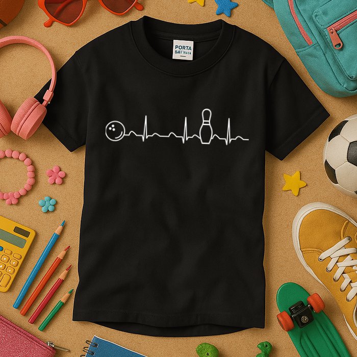 Bowling Lifeline Heartbeat Pulse Kids T-Shirt