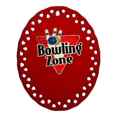 Bowling Zone Vintage Ceramic Oval Ornament