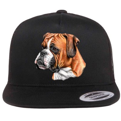 Boxer Face Flat Bill Trucker Hat