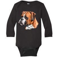 Boxer Face Baby Long Sleeve Bodysuit