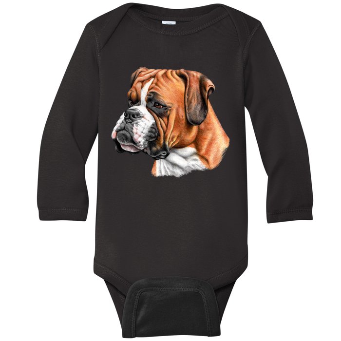 Boxer Face Baby Long Sleeve Bodysuit