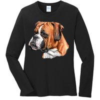 Boxer Face Ladies Long Sleeve Shirt