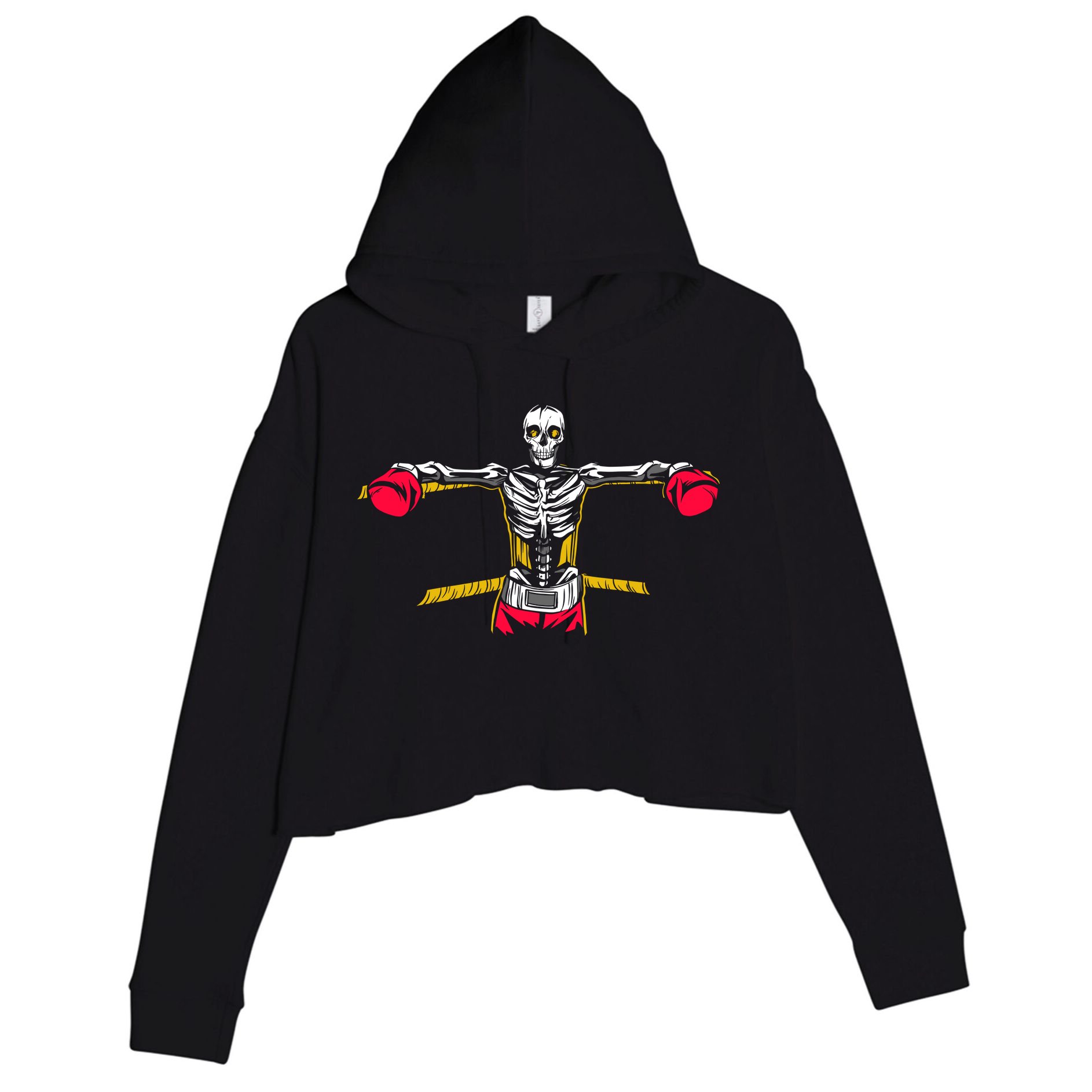 Boxing Skeleton Crop Fleece Hoodie