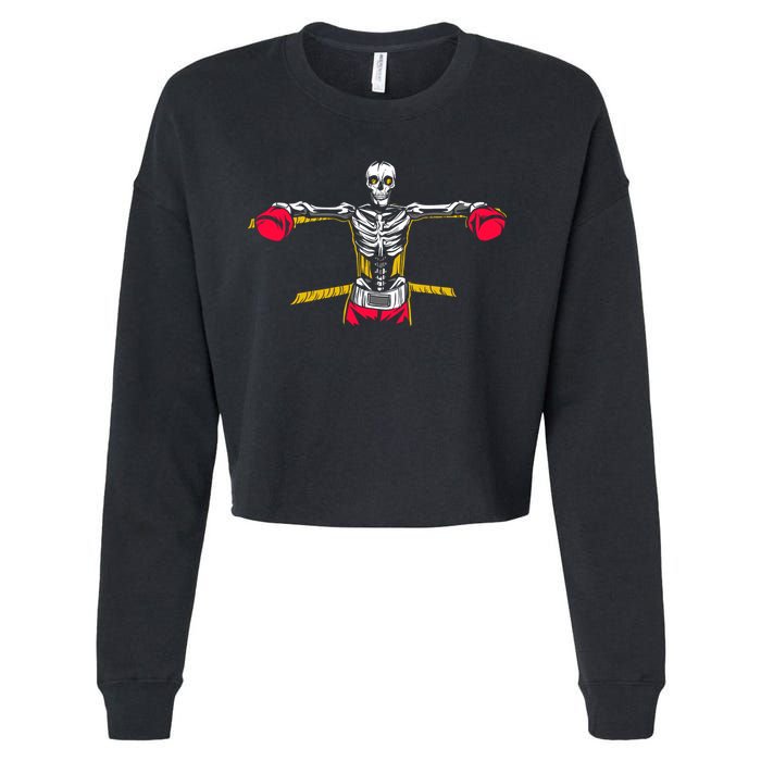Boxing Skeleton Cropped Pullover Crew