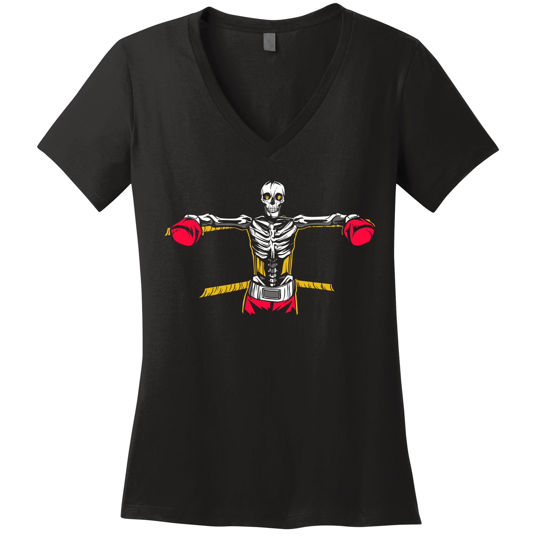 Boxing Skeleton Women's V-Neck T-Shirt