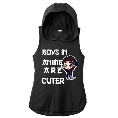 Boys In Anime Are Cuter Ladies PosiCharge Tri-Blend Wicking Draft Hoodie Tank