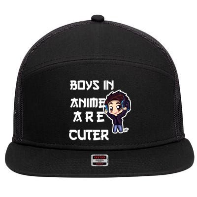 Boys In Anime Are Cuter 7 Panel Mesh Trucker Snapback Hat