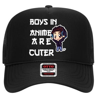 Boys In Anime Are Cuter High Crown Mesh Back Trucker Hat