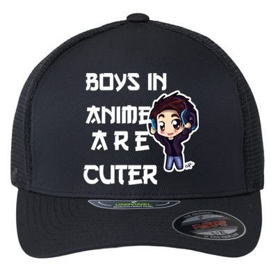 Boys In Anime Are Cuter Flexfit Unipanel Trucker Cap