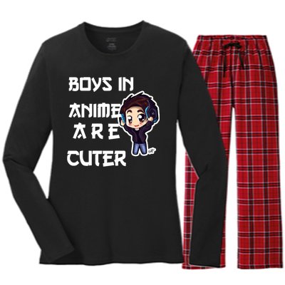 Boys In Anime Are Cuter Women's Long Sleeve Flannel Pajama Set 