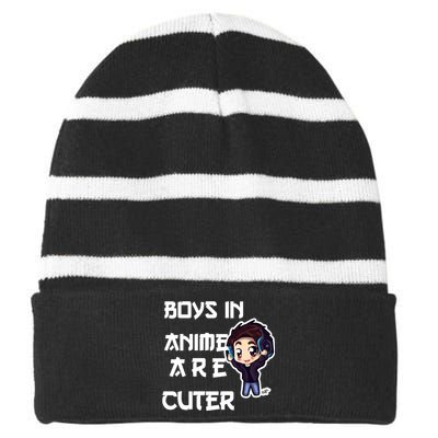 Boys In Anime Are Cuter Striped Beanie with Solid Band