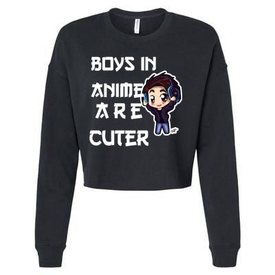 Boys In Anime Are Cuter Cropped Pullover Crew