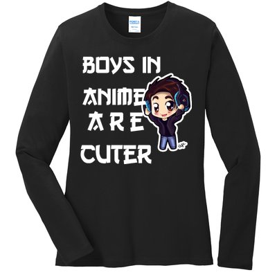 Boys In Anime Are Cuter Ladies Long Sleeve Shirt