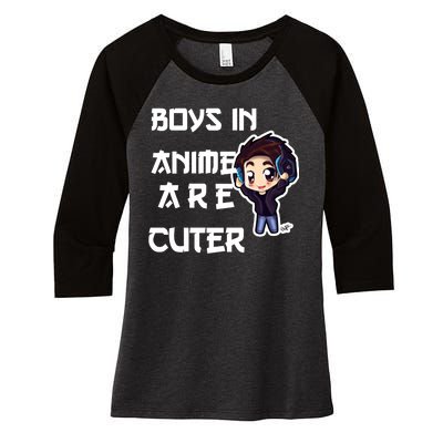 Boys In Anime Are Cuter Women's Tri-Blend 3/4-Sleeve Raglan Shirt