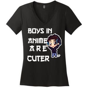 Boys In Anime Are Cuter Women's V-Neck T-Shirt