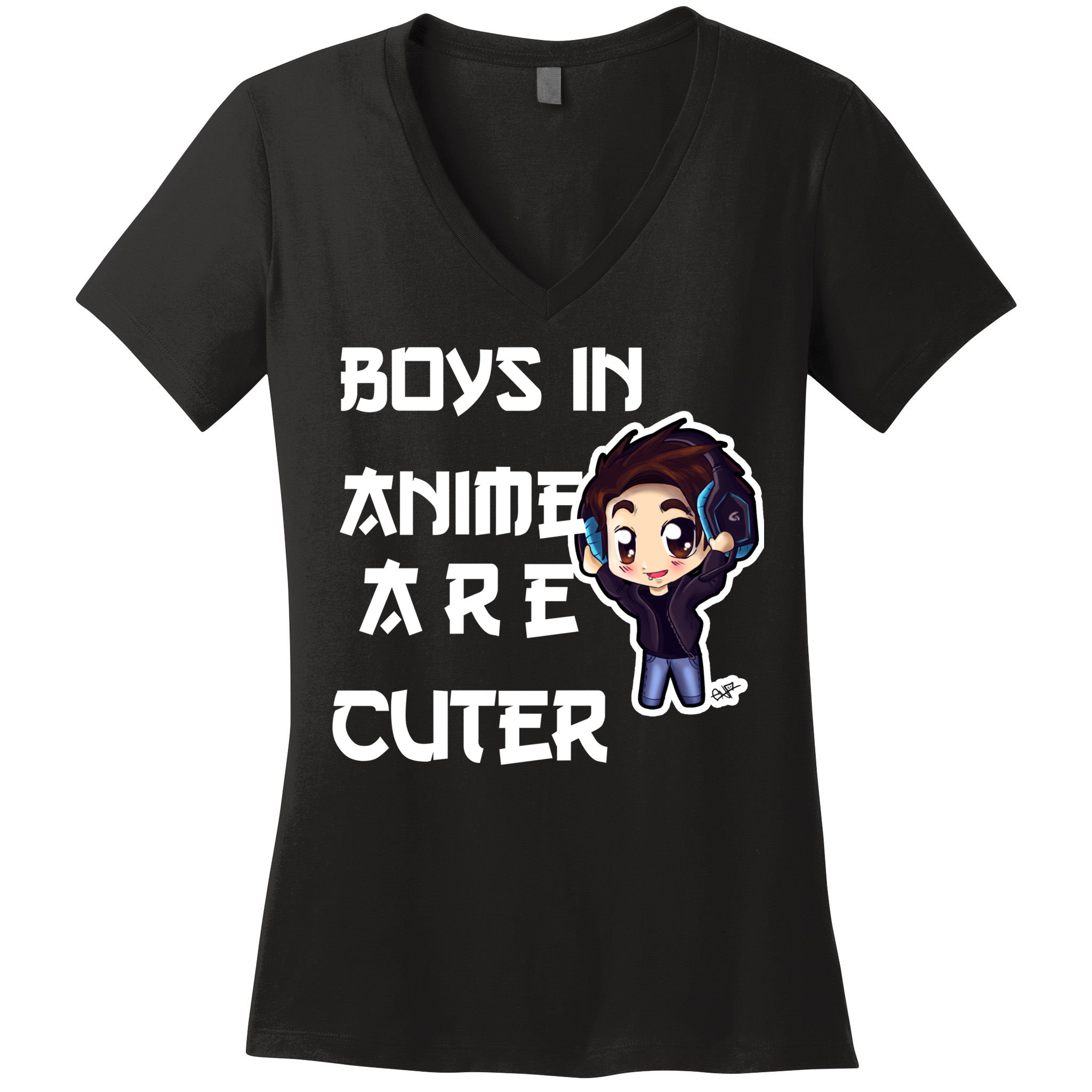 Boys In Anime Are Cuter Women's V-Neck T-Shirt