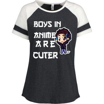 Boys In Anime Are Cuter Enza Ladies Jersey Colorblock Tee