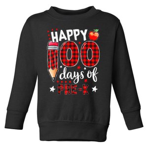 Buffalo Plaid 100 Days Of Pre K funny Teacher lovers Toddler Sweatshirt