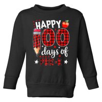 Buffalo Plaid 100 Days Of Pre K funny Teacher lovers Toddler Sweatshirt