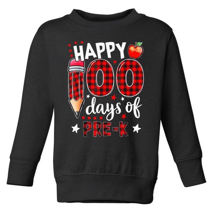 Buffalo Plaid 100 Days Of Pre K funny Teacher lovers Toddler Sweatshirt