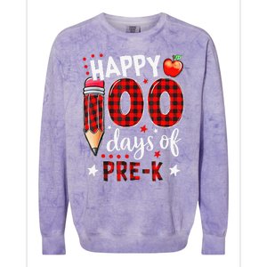 Buffalo Plaid 100 Days Of Pre K 100th Day Of School Teacher Colorblast Crewneck Sweatshirt