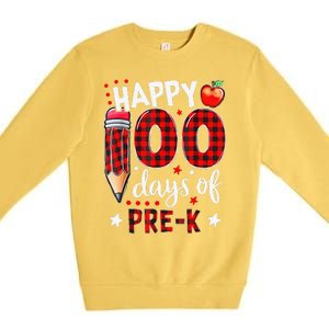 Buffalo Plaid 100 Days Of Pre K 100th Day Of School Teacher Premium Crewneck Sweatshirt