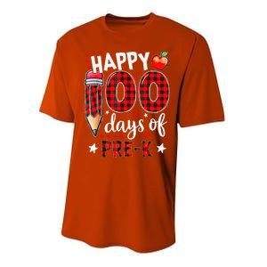 Buffalo Plaid 100 Days Of Pre K 100th Day Of School Teacher Performance Sprint T-Shirt