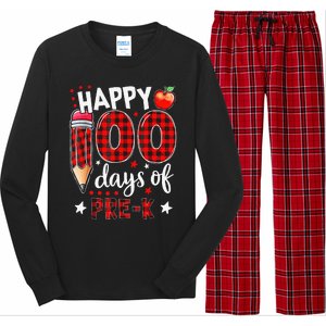 Buffalo Plaid 100 Days Of Pre K 100th Day Of School Teacher Long Sleeve Pajama Set