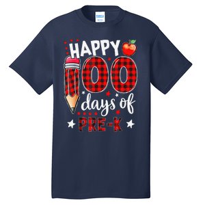 Buffalo Plaid 100 Days Of Pre K 100th Day Of School Teacher Tall T-Shirt