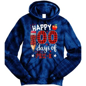 Buffalo Plaid 100 Days Of Pre K 100th Day Of School Teacher Tie Dye Hoodie