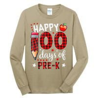 Buffalo Plaid 100 Days Of Pre K 100th Day Of School Teacher Tall Long Sleeve T-Shirt