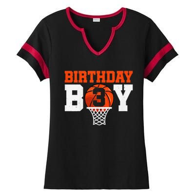 Basketball player 3 Years Old Basketball 3rd Bday Ladies Halftime Notch Neck Tee