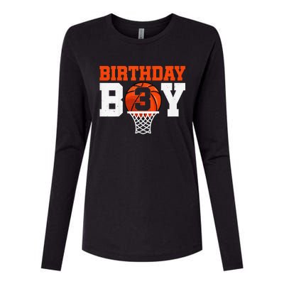 Basketball player 3 Years Old Basketball 3rd Bday Womens Cotton Relaxed Long Sleeve T-Shirt