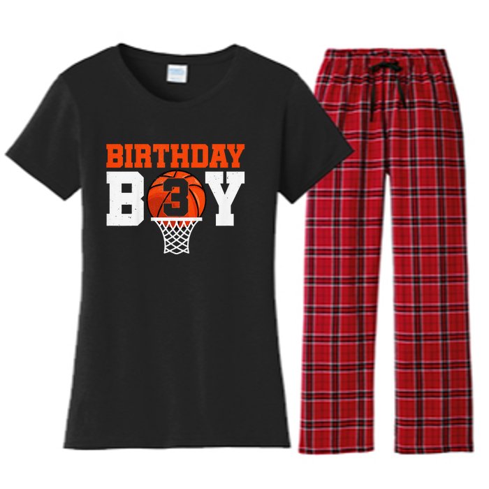 Basketball player 3 Years Old Basketball 3rd Bday Women's Flannel Pajama Set