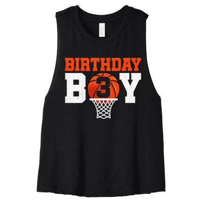 Basketball player 3 Years Old Basketball 3rd Bday Women's Racerback Cropped Tank