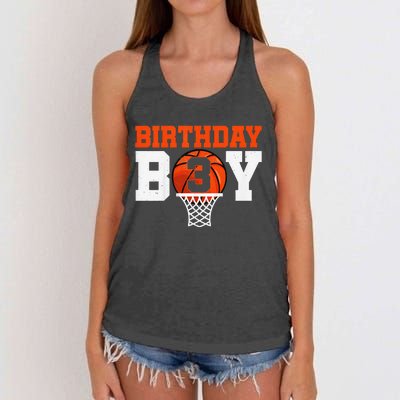 Basketball player 3 Years Old Basketball 3rd Bday Women's Knotted Racerback Tank