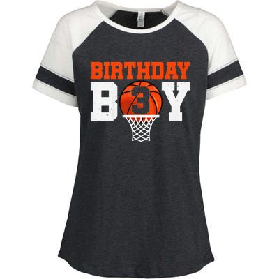 Basketball player 3 Years Old Basketball 3rd Bday Enza Ladies Jersey Colorblock Tee