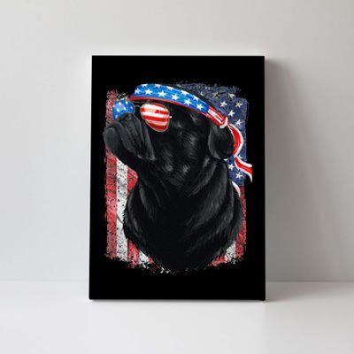 Black Pug 4th of July Dog Mom Dog Dad USA Flag Funny Pug Canvas