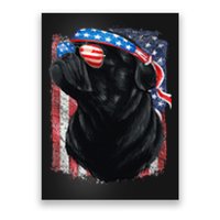 Black Pug 4th of July Dog Mom Dog Dad USA Flag Funny Pug Poster