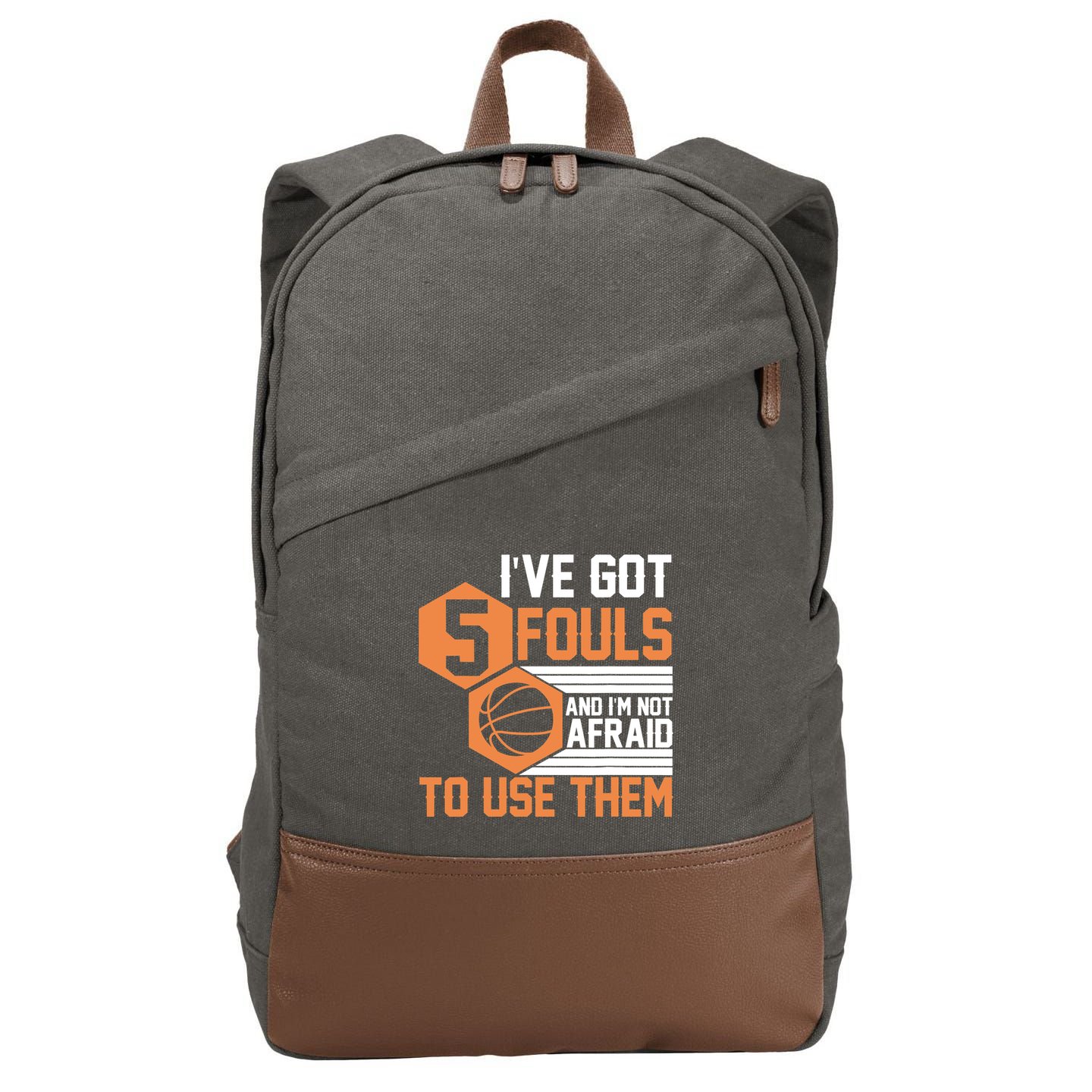 Basketball Player 5 Fouls - Funny Basketball Cotton Canvas Backpack