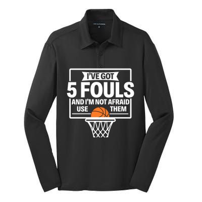 Basketball Player 5 Fouls Funny Basketball Dad Mom Gift Silk Touch Performance Long Sleeve Polo