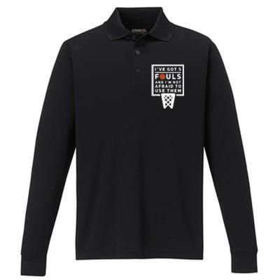 Basketball Player 5 Fouls Funny Basketball Performance Long Sleeve Polo