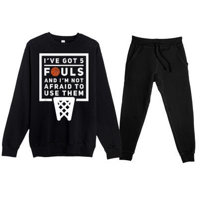 Basketball Player 5 Fouls Funny Basketball Premium Crewneck Sweatsuit Set