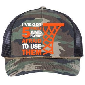 Basketball Player 5 Fouls - Hoops Baller Basketball Retro Rope Trucker Hat Cap