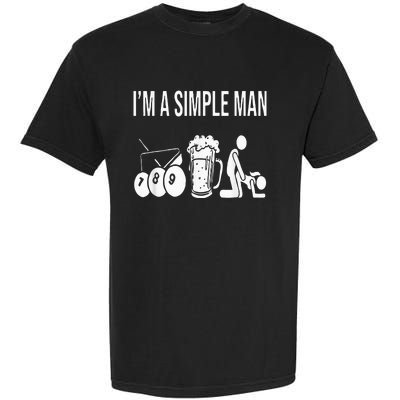 Billiard Pool 8ball Cue Billard Im A Simple Man Garment-Dyed Heavyweight T-Shirt