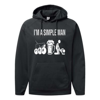 Billiard Pool 8ball Cue Billard Im A Simple Man Performance Fleece Hoodie